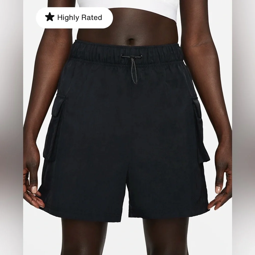 Nike Sportswear Essential Women's Woven High-Rise Shorts Size M Black DM6247-010 - Picture 8 of 13